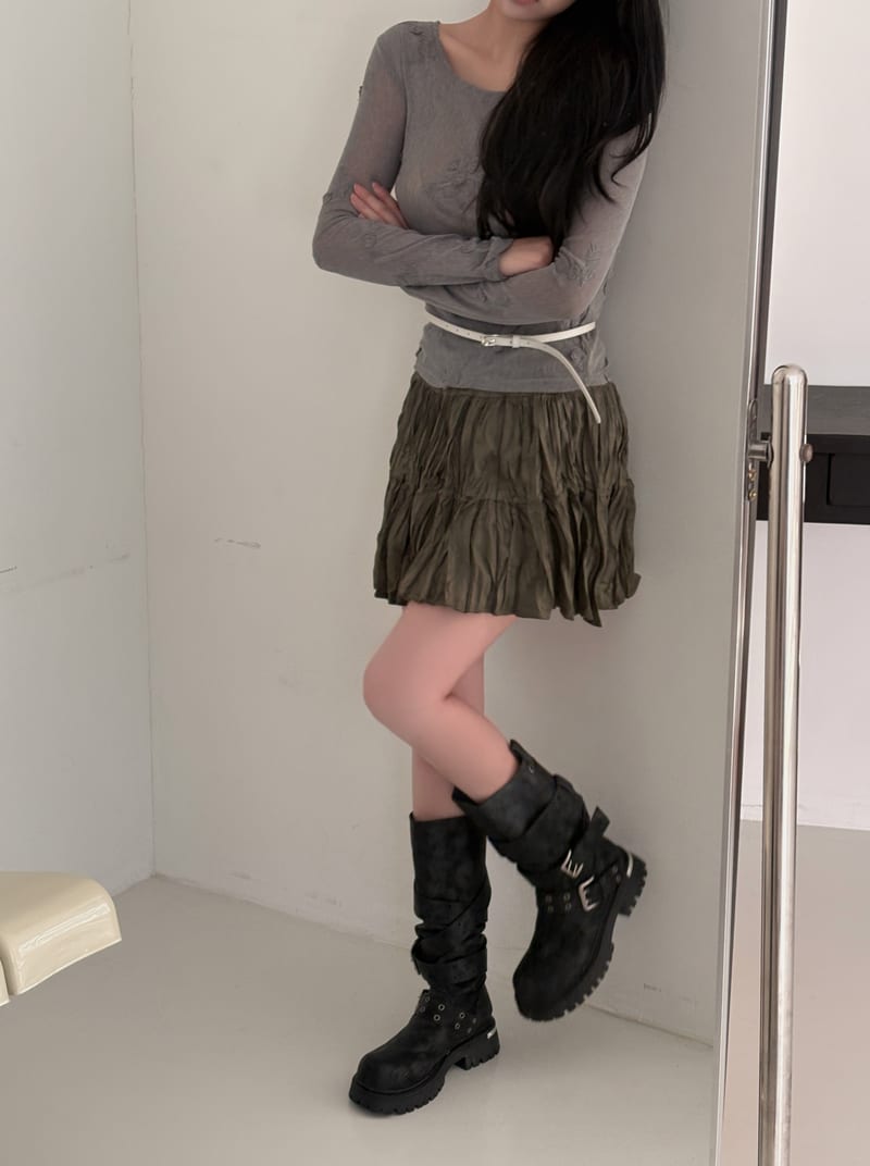 Suede Pleated Mini Skirt 스웨이드 주름 미니스커트 사진 3