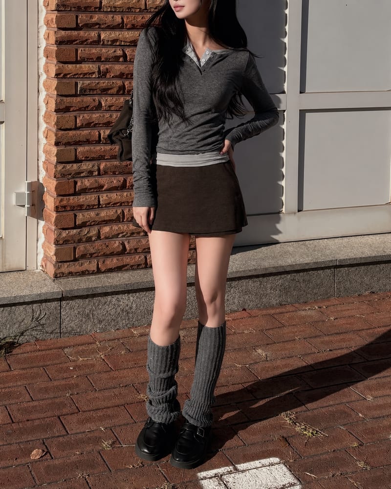 Pile Slim A Mini Skort 피치스판 필레 슬림에이 미니 치마바지 사진 3