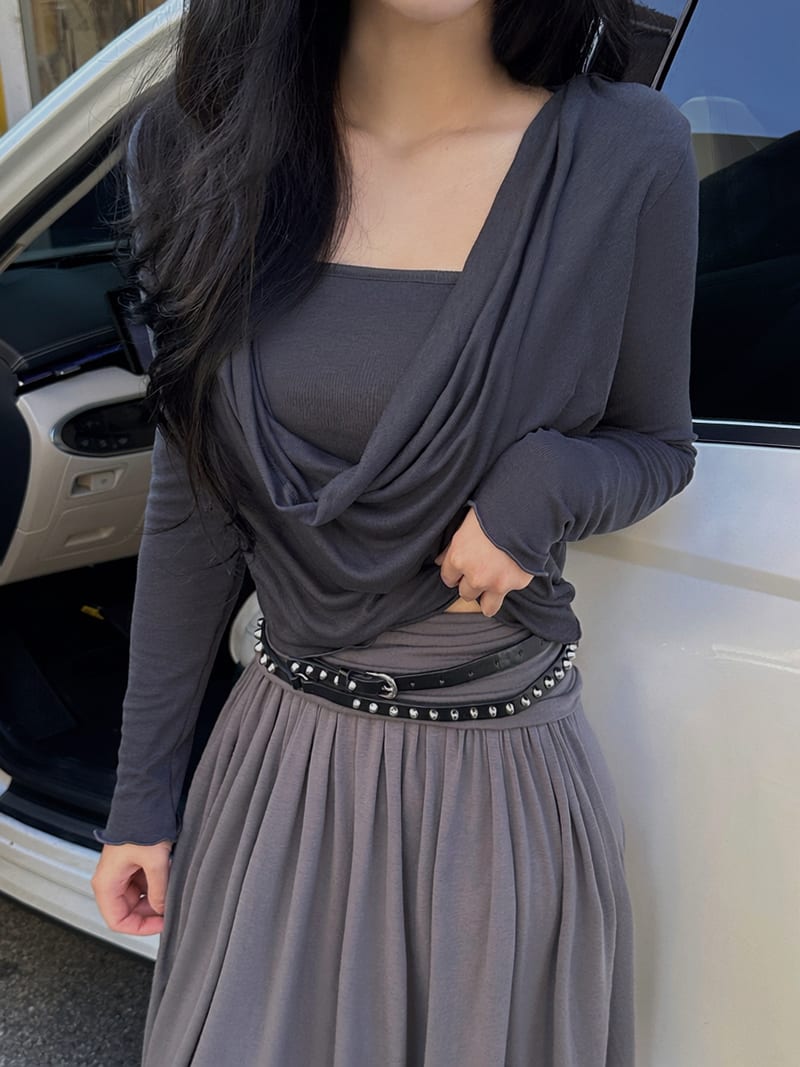 Cowl Draped Stretch Long Sleeve 카울 드레이프 스판 롱 슬리브 사진 2