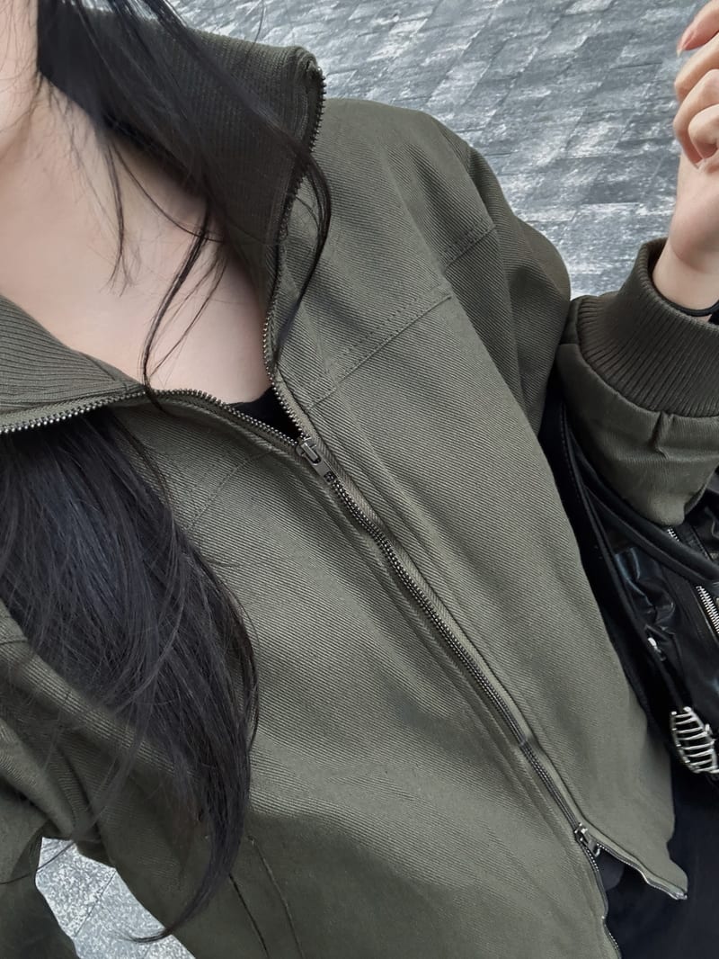 High-neck banded cotton blouson two-way jacket 하이넥 밴딩 면 블루종 투웨이 자켓 사진 5