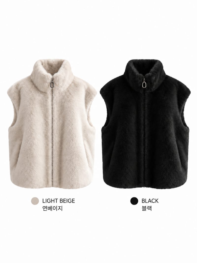 String mock fur vest Zip-up 스트링 반목 페이크퍼 베스트집업 사진 9