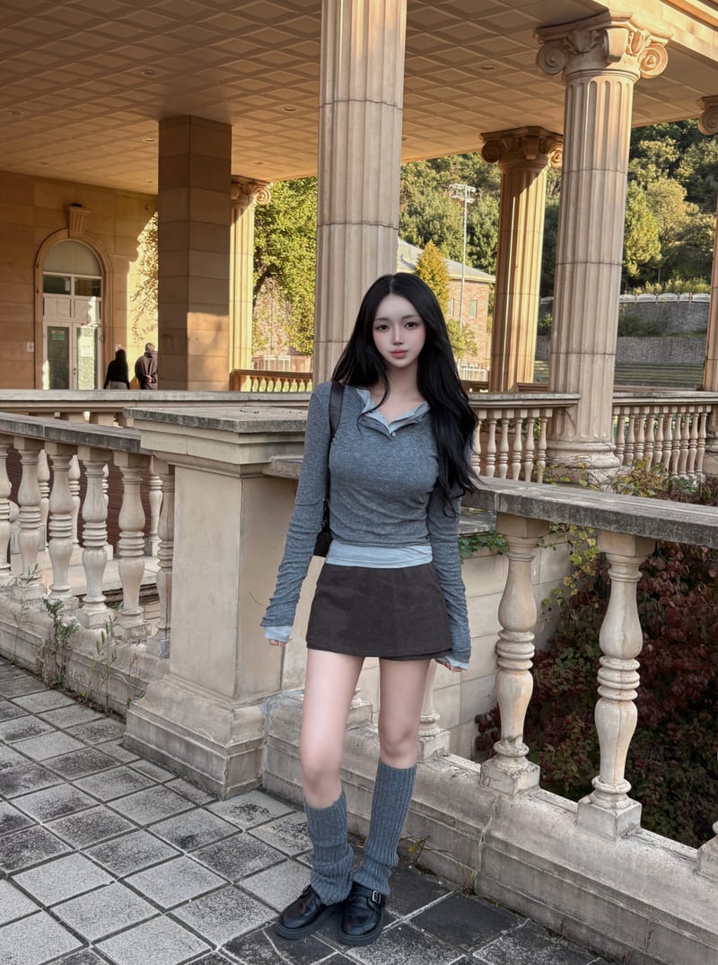 Pile Slim A Mini Skort 피치스판 필레 슬림에이 미니 치마바지 사진 5