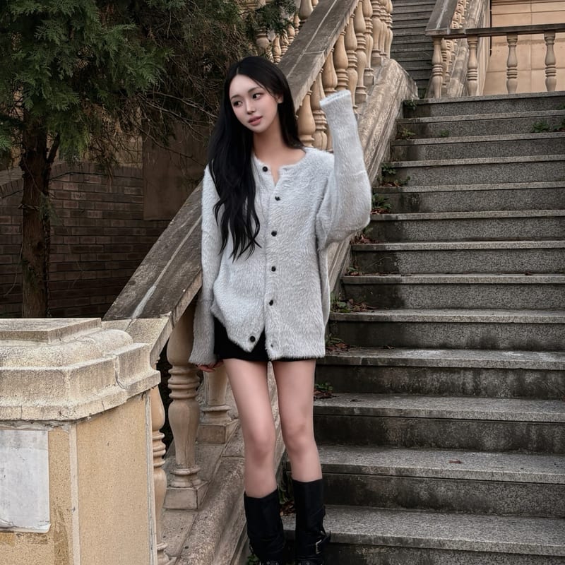 Angora Fur Cardigan 헤어리 앙고라 퍼 가디건 사진 1