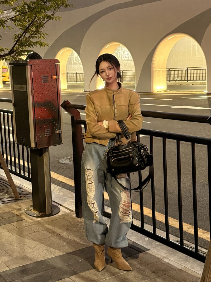 Neck Snap Tassel Suede Short Jacket 넥 스냅 태슬 스웨이드 숏 자켓 사진 5