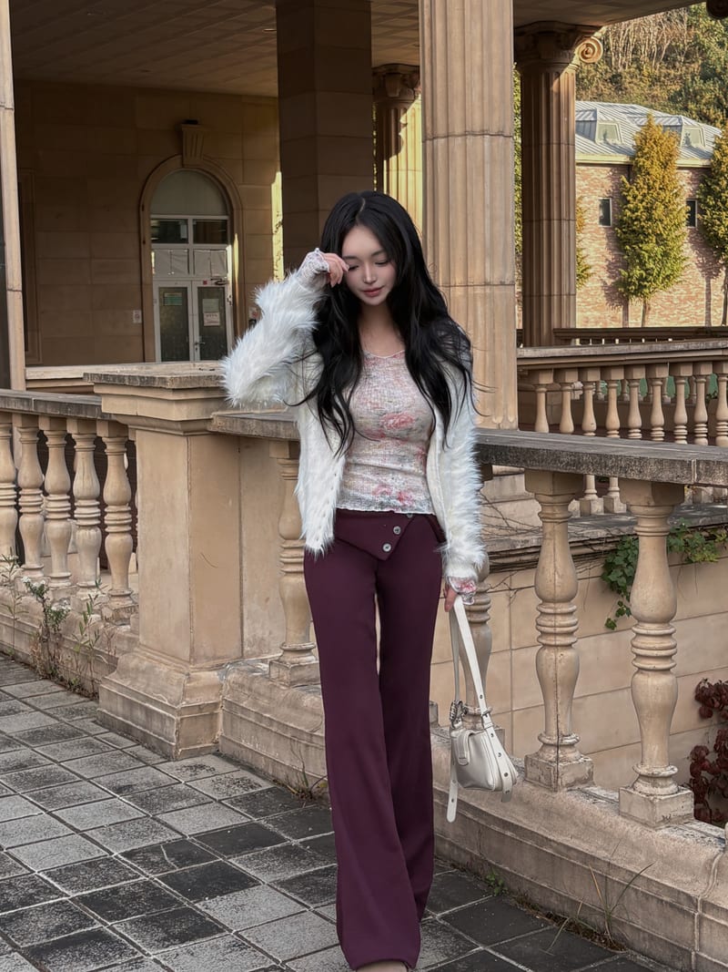 Button-Heathered Long-Pore V-Neck Cardigan 버튼 헤어리 롱퍼 브이넥 가디건 사진 12