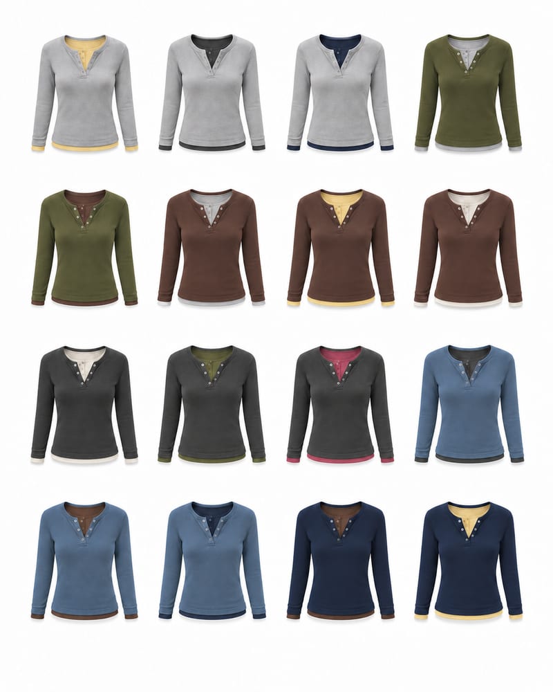 Henley Layered Slim Long Sleeve Tee 헨리넥 레이어드 슬림 긴팔 티셔츠 사진 17