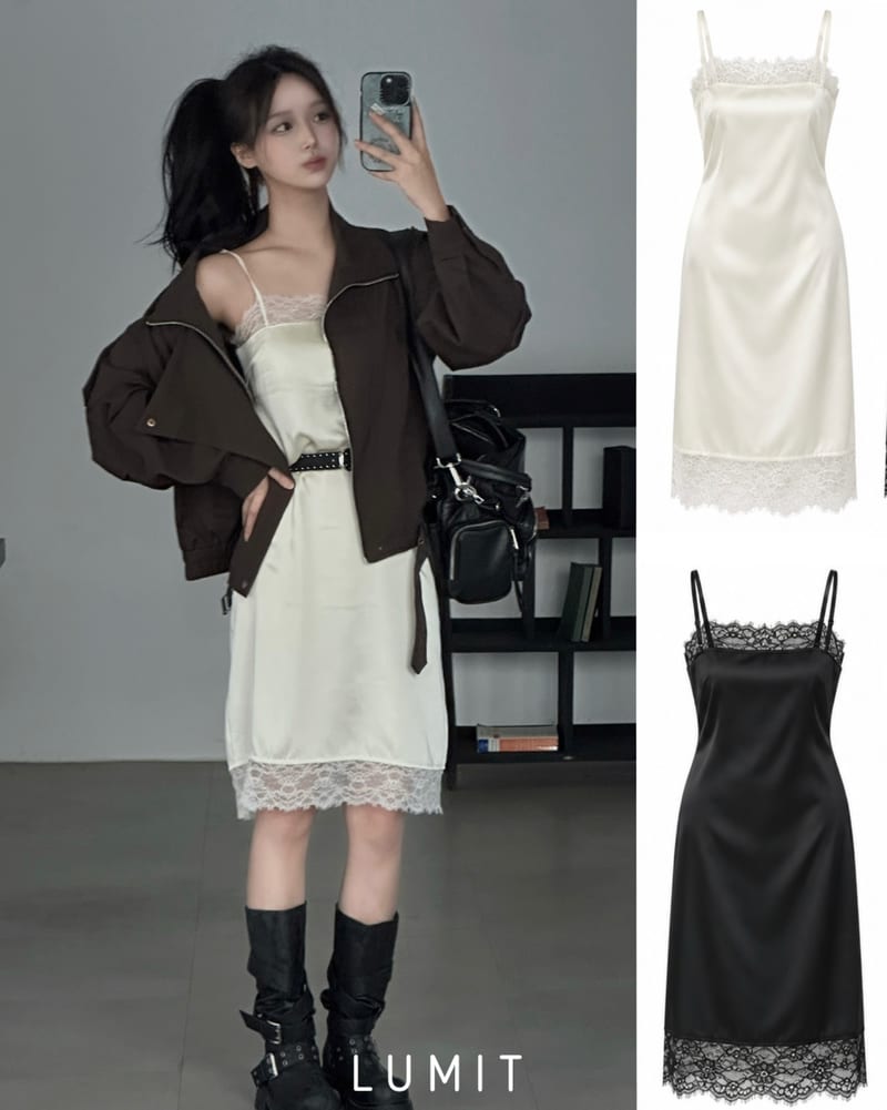 Layered Satin Silk Lace Dress 레이어드 새틴 실크 레이스 원피스 사진 1