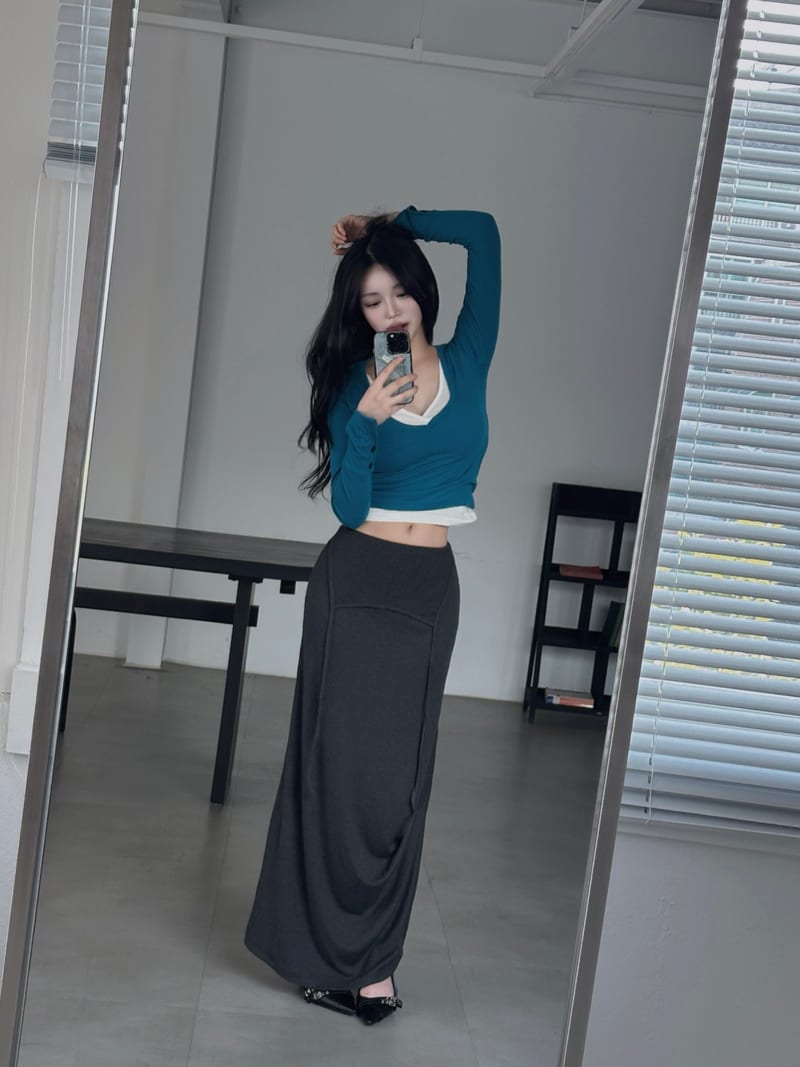 Side Draped Maxi Skirt 사이드 드레이프 맥시스커트 사진 3