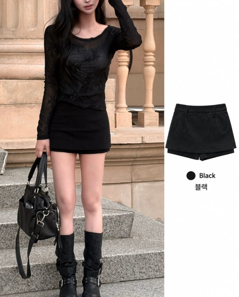Slim-fit stretch corduroy short skirt pants 슬림핏 스판 코듀로이 숏 치마바지 사진 7
