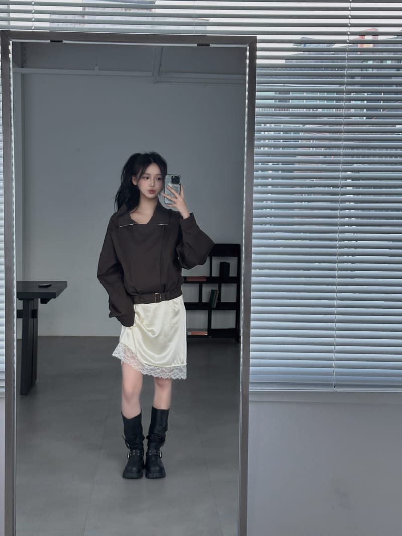 High-neck banded belt jacket 하이넥 밴딩 벨트 자켓 사진 12