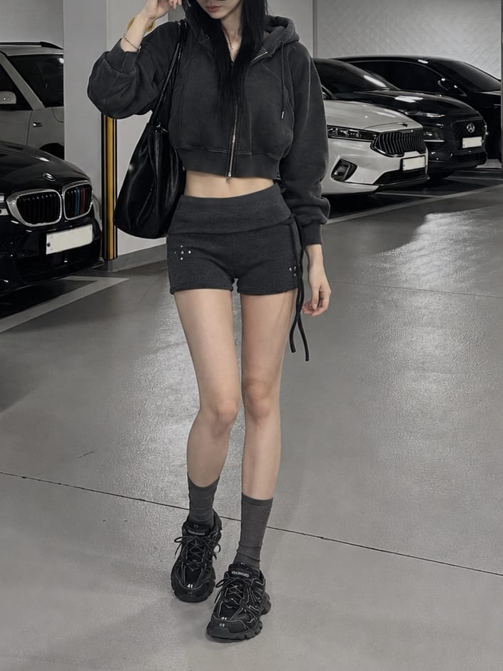 Washed Crop Hoodie Zip-up 워싱 크롭 후드집업 사진 7