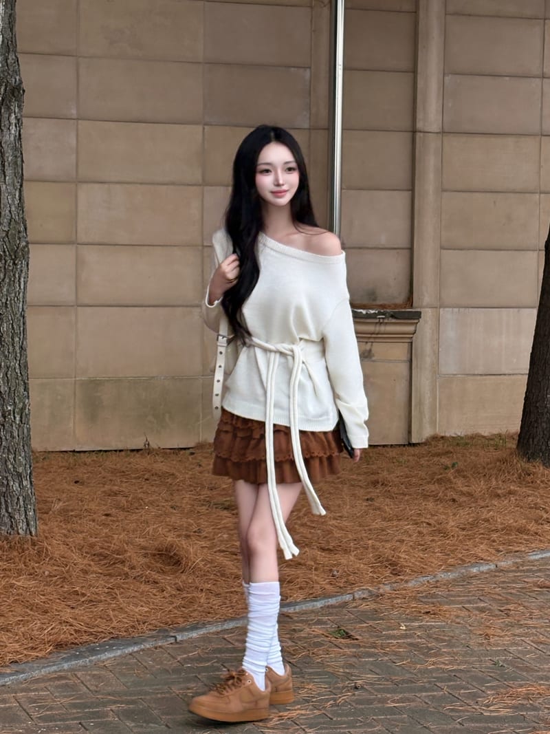 Suede Lace Cancan Mini Skirt 스웨이드 레이스 캉캉 미니스커트 3color 사진 8